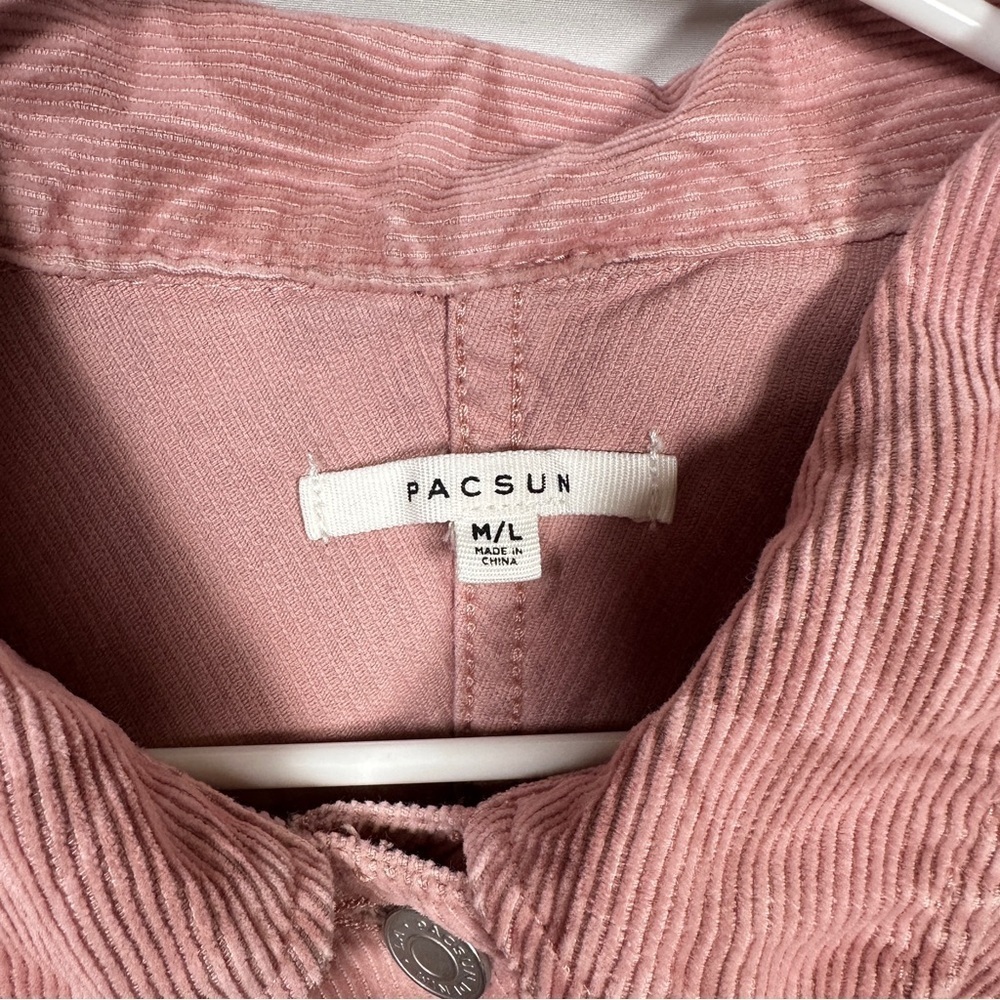 PacSun Cropped Corduroy Yin Yang Jacket Raw Hem Y2K Indie Sleaze Pink M/L - Picture 6 of 12